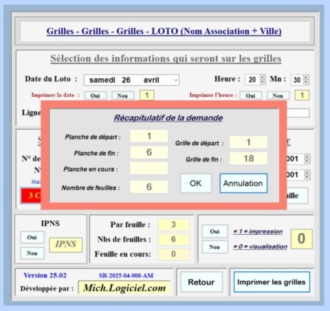 Info selection imprimer grilles