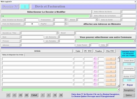 Interface Devis Facture + RSI