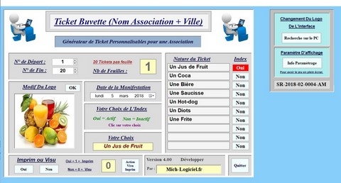 Ticket Buvette interface
